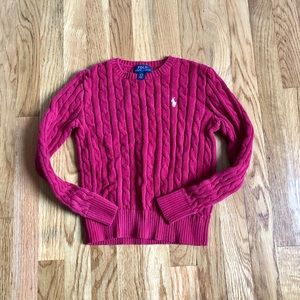 Ralph Lauren girls cable knit sweater in red size 8-10